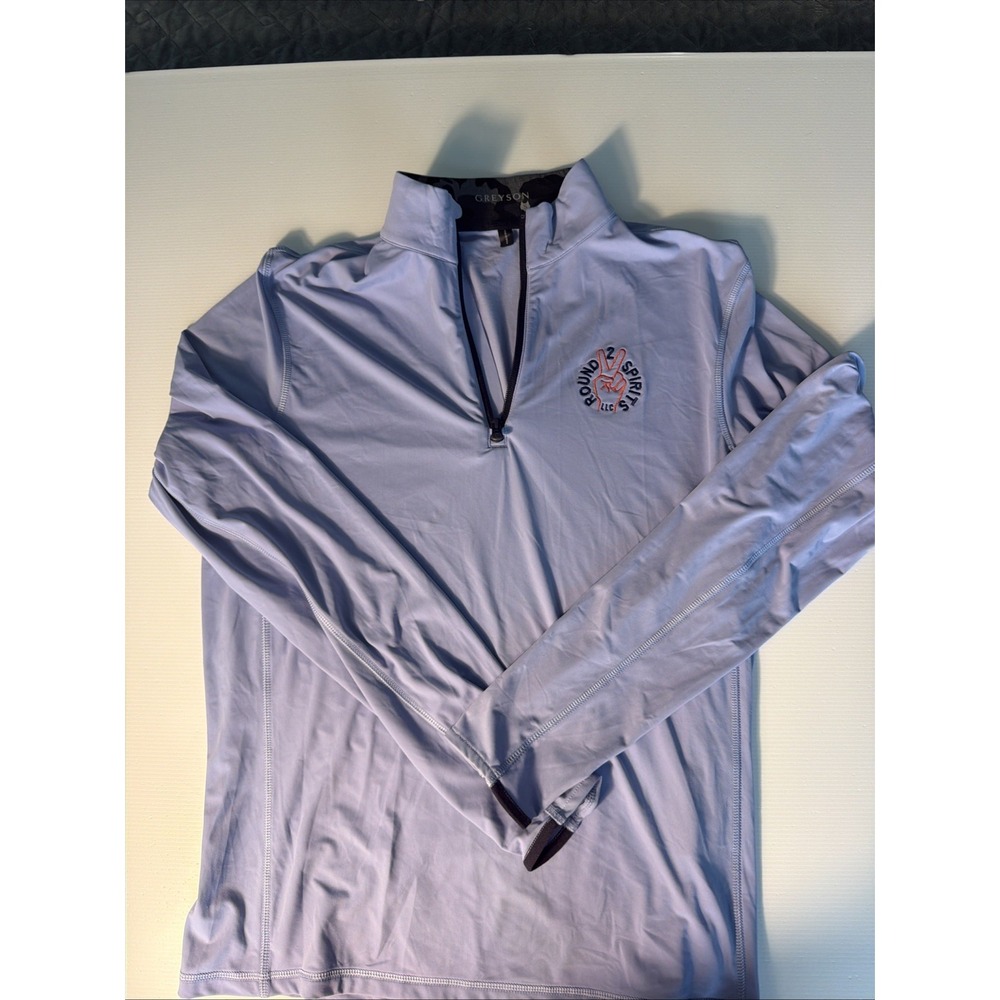Greyson Men's S Performance 1/4 Zip Pullover Light Blue Round 2 Spirits Logo